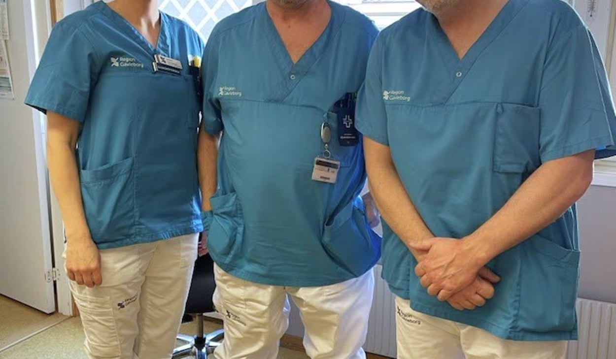 porträtt på Hälso- och sjukvårdsdirektör Martin Andersson, Jeanette Wegersjö, distriktssköterska och Niclas Löfgren, sjuksköterska. 